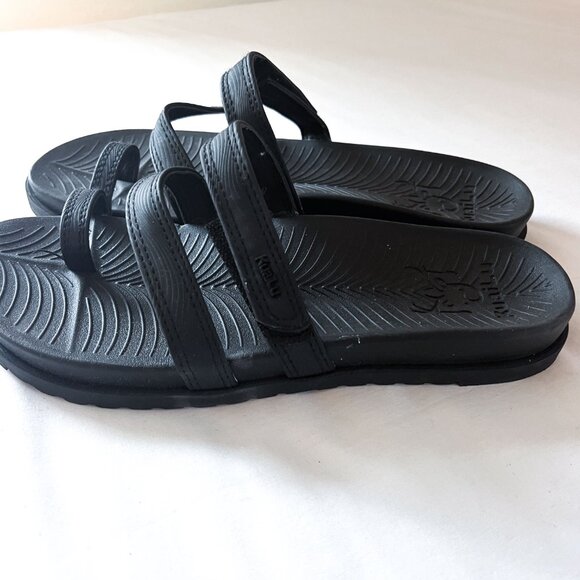 KuaiLu Black Orthotic Slide Arch Support Hook Loop Flat Slide On Sandals 9 - Picture 8 of 11